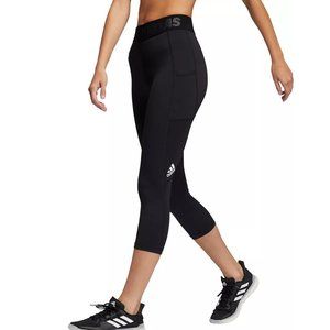 NWT Adidas Women's Small TechFit 3/4-Length Bar Tights Cropped Black Leg Pocket